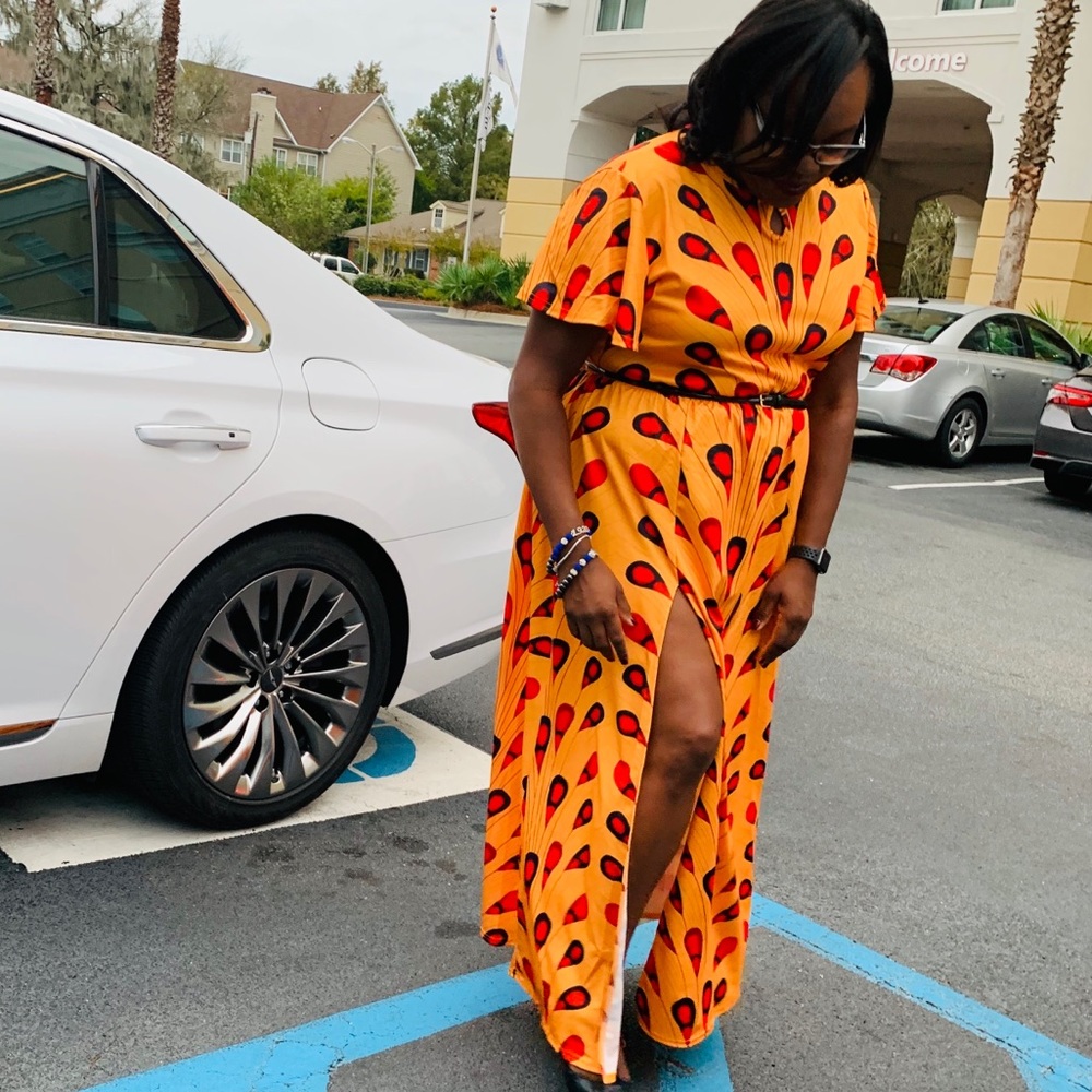 Long African print maxi dress
